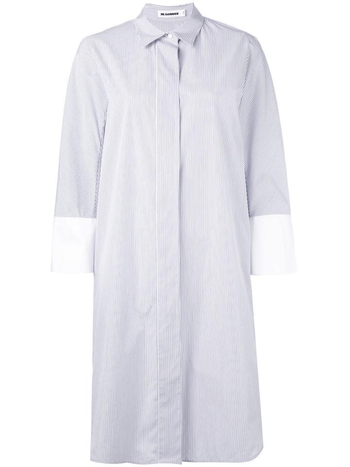 Jil Sander - Striped Shirt Dress - Women - Cotton - 38, Blue, Cotton