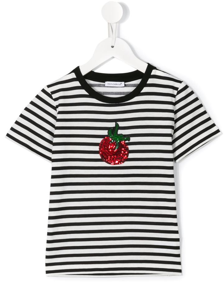 Dolce & Gabbana Kids Striped T-shirt, Girl's, Size: 10 Yrs, Black