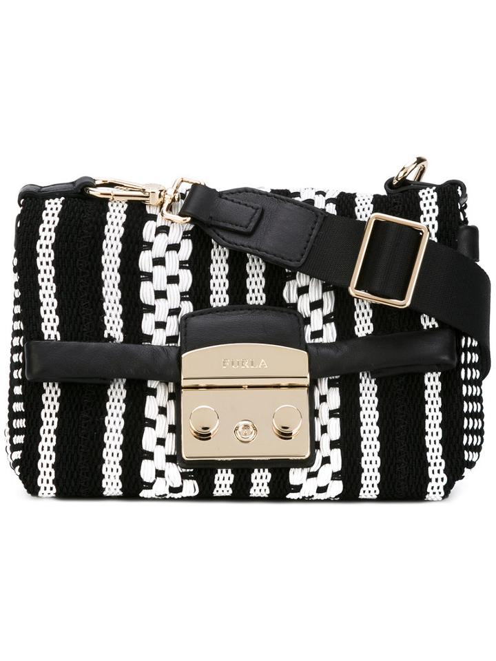 Furla Stitch Panel Mini Bag, Women's, Black, Cotton/leather/acetate