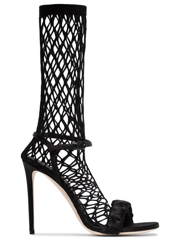 Marco De Vincenzo 110 Satin Net Sock Sandals - Black