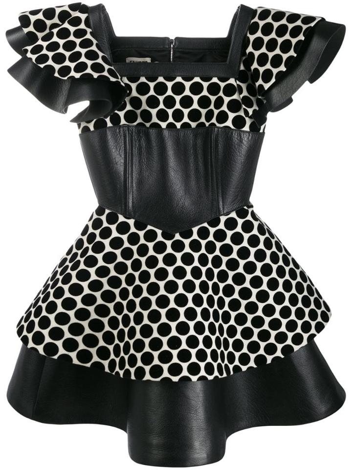 Fausto Puglisi Polka Dot Panelled Dress - Black