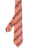 Kiton Diagonal Striped Tie - Orange