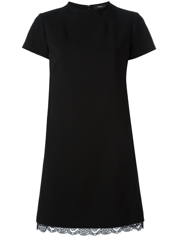 Theory Lace Underlayer Dress, Women's, Size: 8, Black, Triacetate/polyester