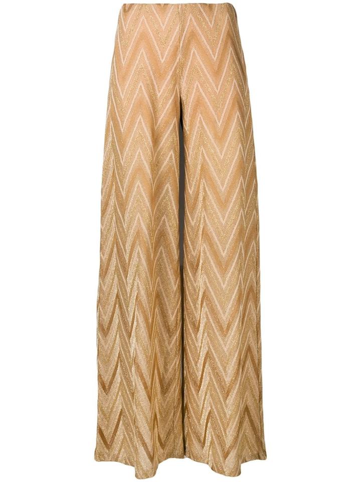 M Missoni Chevron Pattern Wide Trousers - Gold