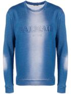 Balmain Embossed Logo Sweatshirt - Blue