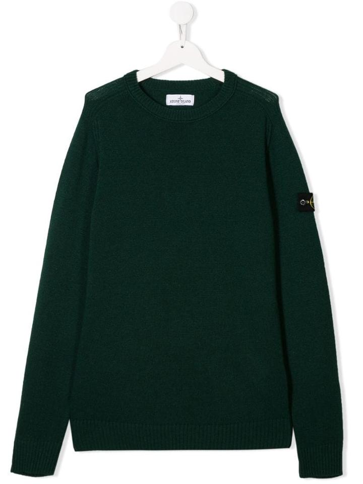 Stone Island Junior Teen Logo Patch Jumper - Green