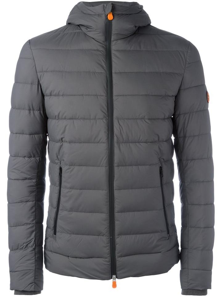 Save The Duck Hooded Padded Jacket, Men's, Size: Xxl, Grey, Nylon/spandex/elastane/polyester