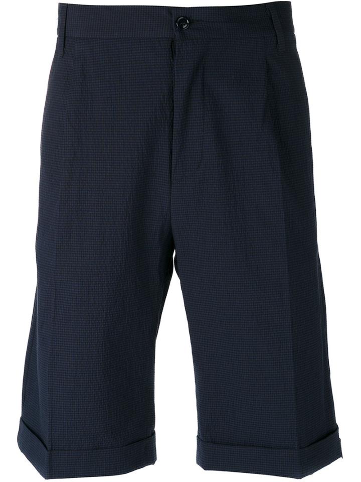 Mp Massimo Piombo - Tailored Check Shorts - Men - Cotton/spandex/elastane - 50, Blue, Cotton/spandex/elastane