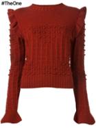 Philosophy Di Lorenzo Serafini Ruffle Shoulder Sweater, Women's, Size: 44, Yellow/orange, Virgin Wool