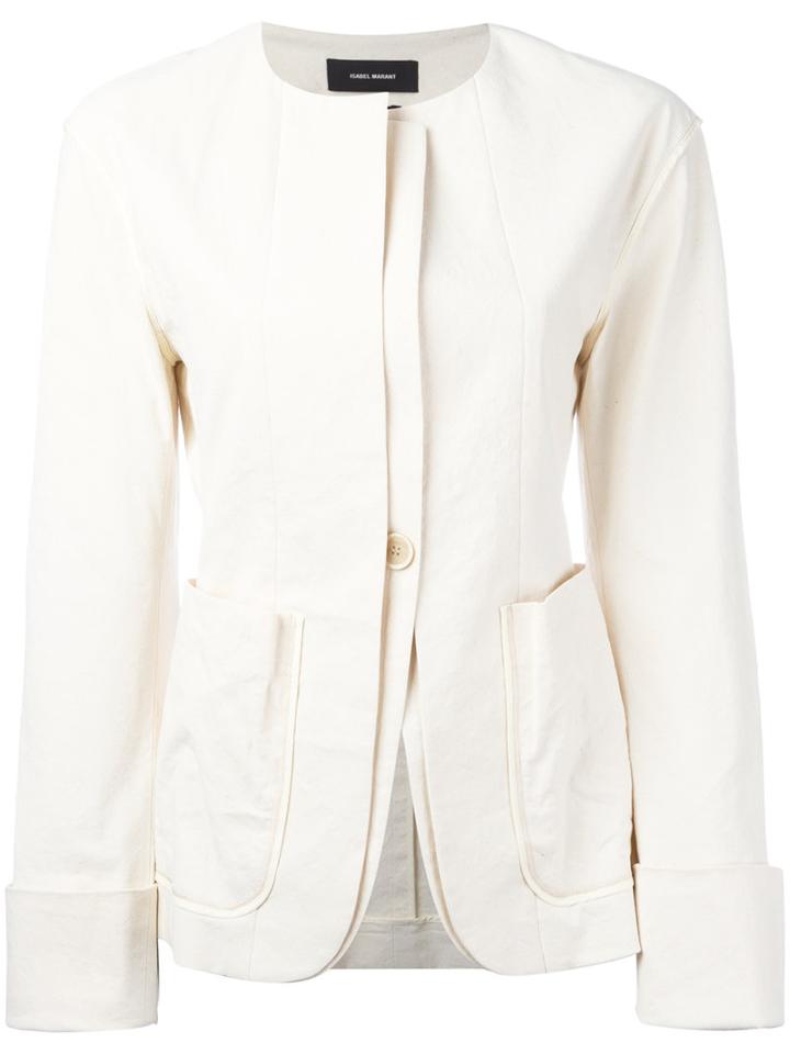 Isabel Marant Collarless Layered Blazer, Women's, Size: 34, Nude/neutrals, Cotton/spandex/elastane/viscose