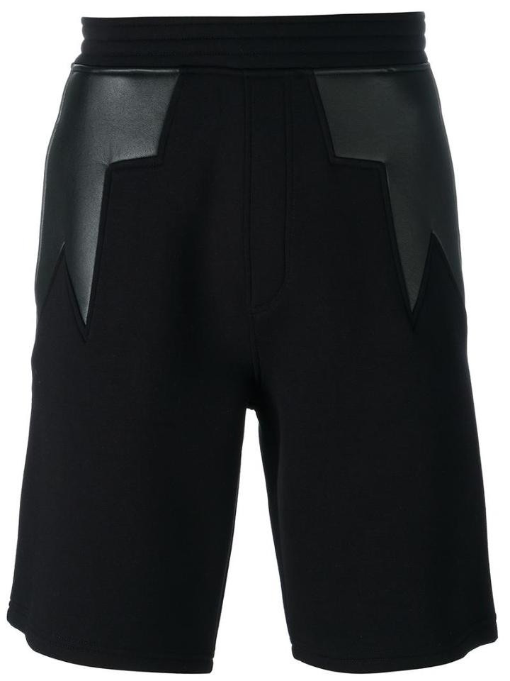 Neil Barrett Geometric Insert Shorts, Men's, Size: Small, Black, Lyocell/cotton/viscose/polyethylene
