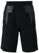 Neil Barrett Geometric Insert Shorts, Men's, Size: Small, Black, Lyocell/cotton/viscose/polyethylene