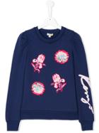 Kenzo Kids Teen Signature Floral Embroidered Sweatshirt - Blue