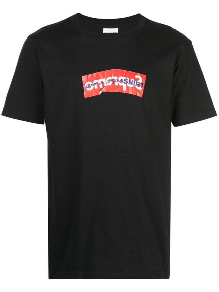 Supreme Supreme X Cdg Logo Print T-shirt - Black