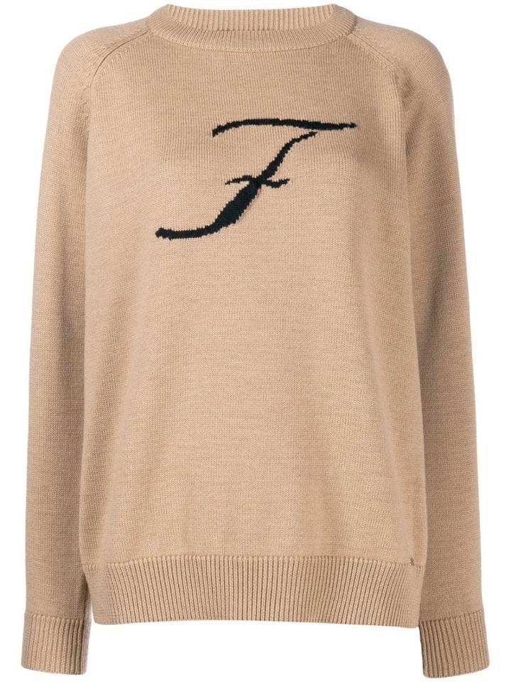 Fay Knit Logo Print Jumper - Neutrals