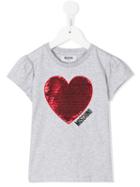 Moschino Kids Sequin Heart T-shirt, Girl's, Size: 6 Yrs, Grey