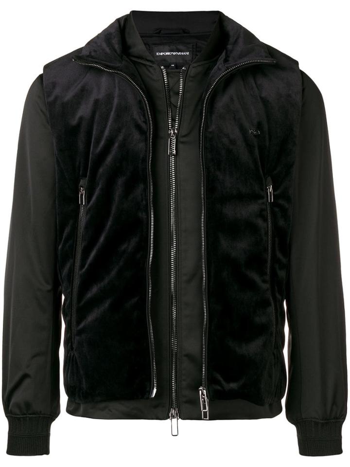 Emporio Armani Velvet Vest Layered Jacket - Black