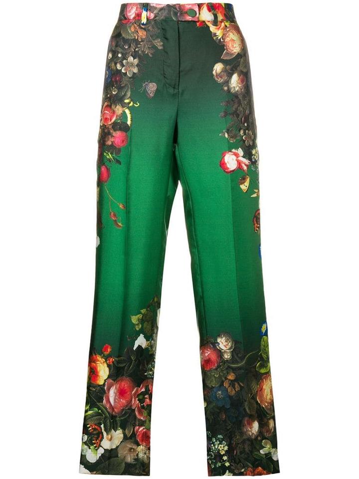 F.r.s For Restless Sleepers Floral-print Silk Trousers - Green
