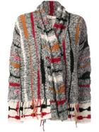 Damir Doma Striped Frayed Cardigan - Grey