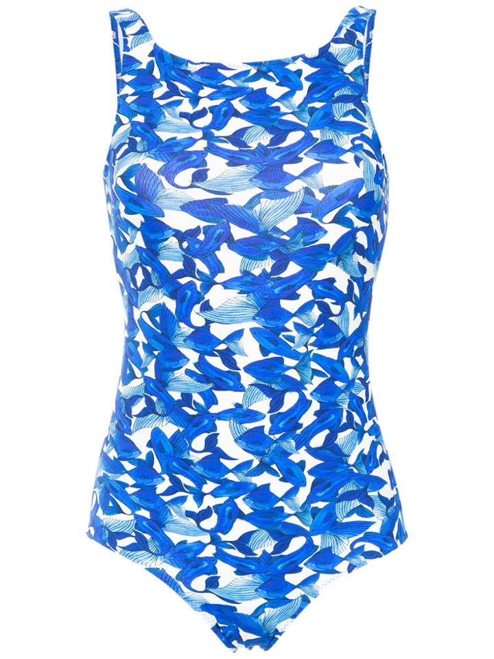 Isolda Fish Print Swimsuit - Blue