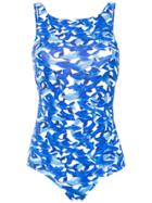 Isolda Fish Print Swimsuit - Blue