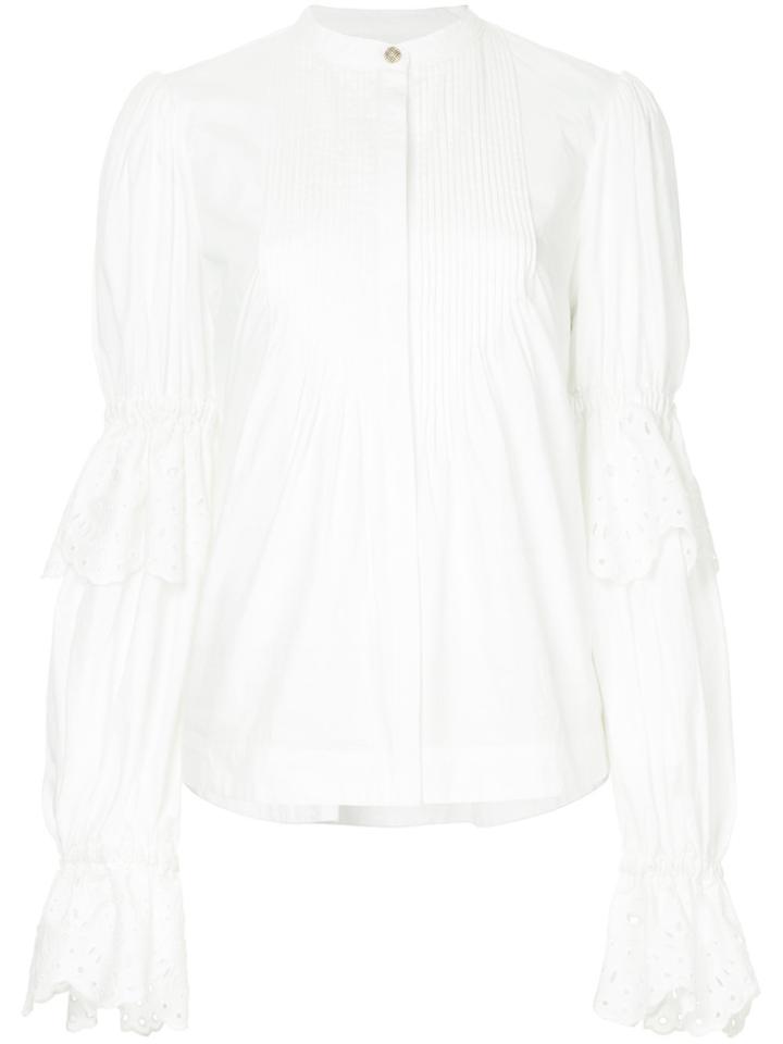 Aje. Pleated Front Flared Shirt - White