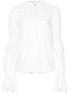Aje. Pleated Front Flared Shirt - White
