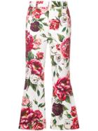 Dolce & Gabbana Peony Print Cropped Trousers - White
