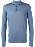 Loro Piana - Long Sleeve Polo Shirt - Men - Silk/virgin Wool - 56, Blue, Silk/virgin Wool