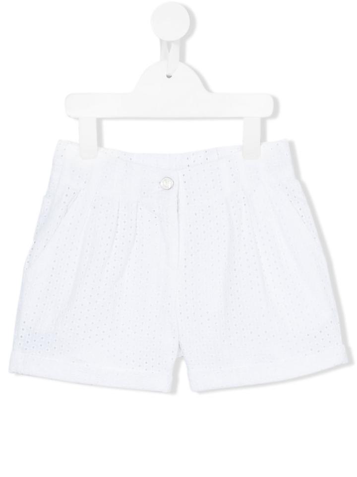 Miss Blumarine - Eyelet Shorts - Kids - Cotton - 6 Yrs, White