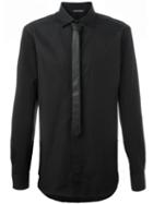 Neil Barrett Tie Detail Shirt, Men's, Size: 42, Black, Cotton/polyester/polyurethane