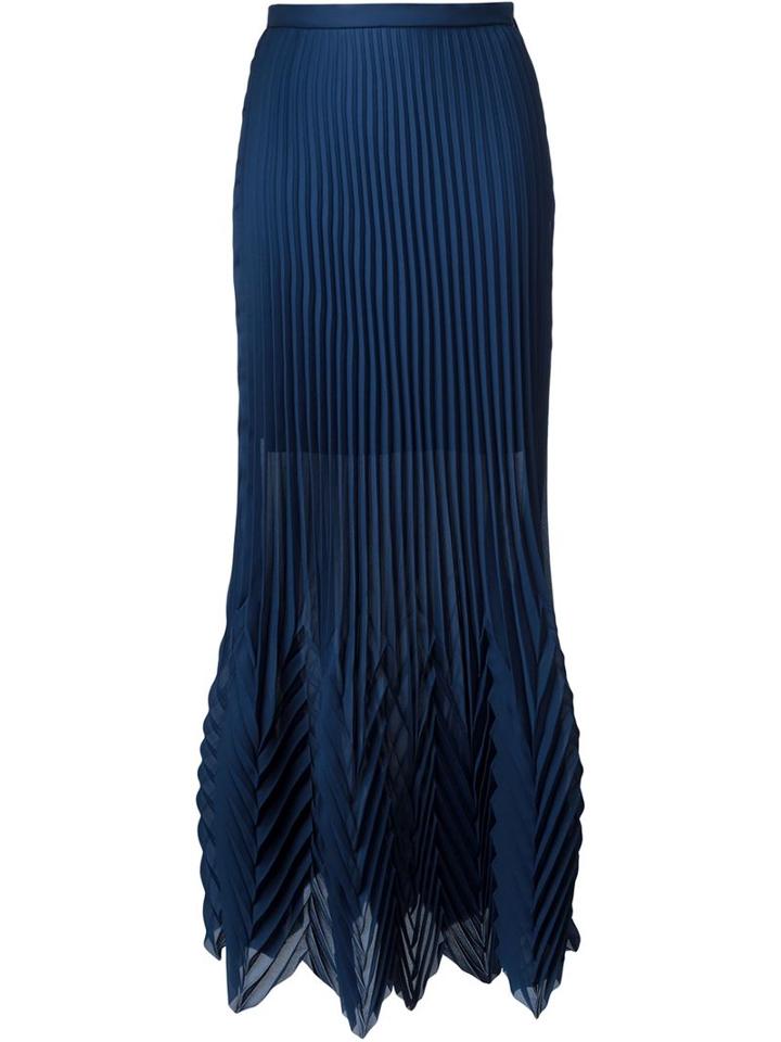 Msgm Multi Pleated Maxi Skirt, Women's, Size: 42, Blue, Polyester/spandex/elastane