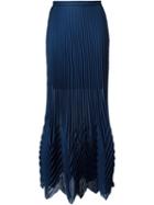Msgm Multi Pleated Maxi Skirt, Women's, Size: 42, Blue, Polyester/spandex/elastane