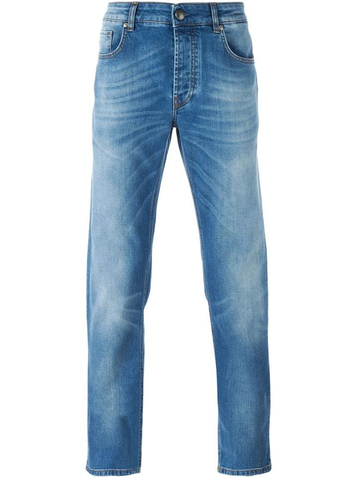Fay Straight Leg Jeans, Men's, Size: 38, Blue, Cotton/spandex/elastane
