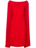 Alberta Ferretti - Cape Flared Dress - Women - Acetate/viscose - 46, Red, Acetate/viscose