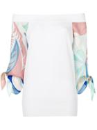 Emilio Pucci Silk-twill Sleeve Off Shoulder Jumper - White