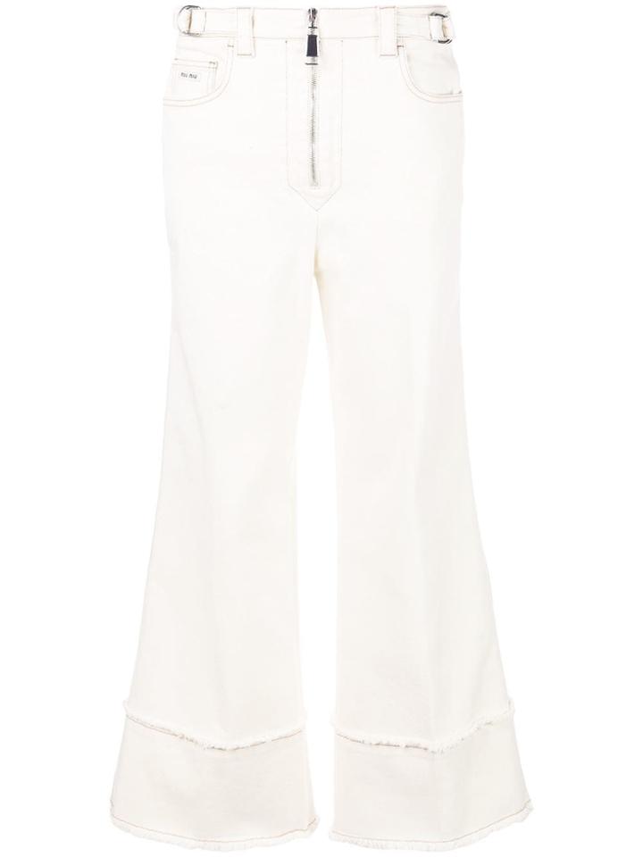 Miu Miu Mid Rise Flared Trousers - White