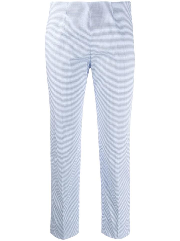 Piazza Sempione Cropped Grid-print Trousers - Blue