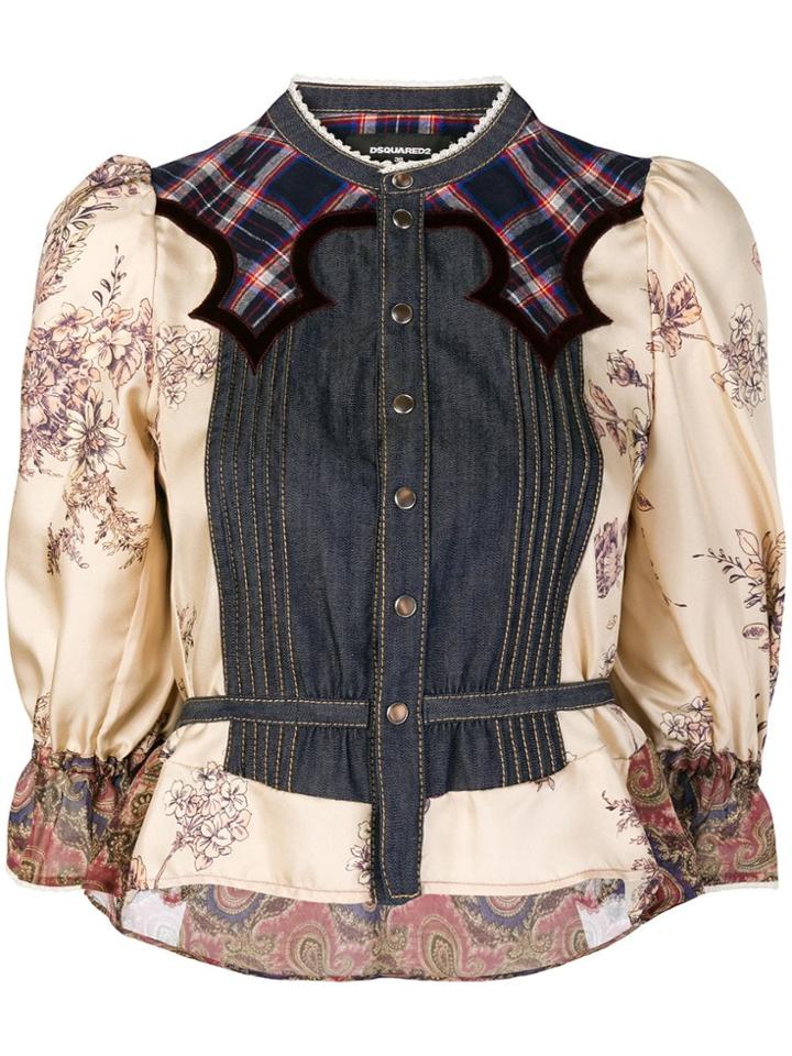 Dsquared2 Printed Denim Blouse - Blue