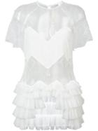 Jonathan Simkhai - Tiered Lace Blouse - Women - Acetate - Xs, White, Acetate