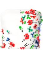 Monique Lhuillier Overlay Floral Applique Strapless Tube Top