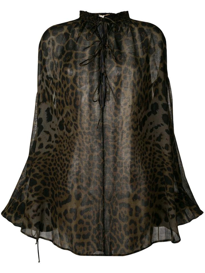 Saint Laurent Leopard Print Blouse - Black