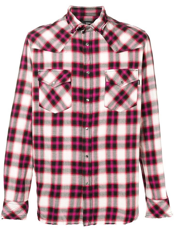 Diesel Plaid Button-up Shirt - Pink