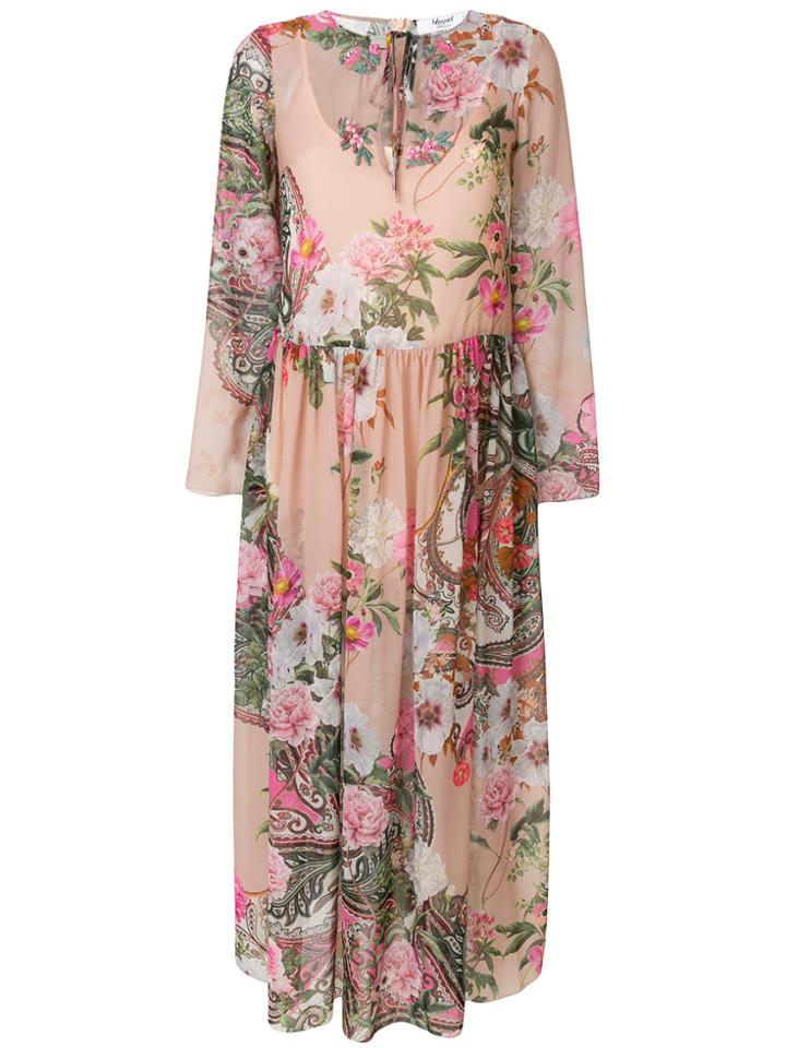 Blugirl Floral Print Maxi Dress - Pink & Purple