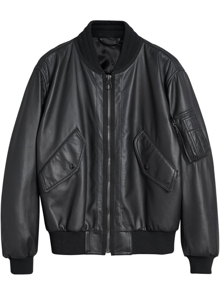 Burberry Textured Bomber Jacket - Black