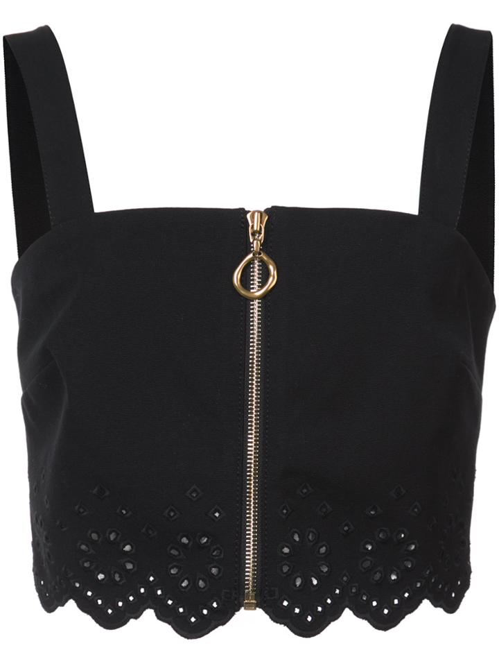 Derek Lam 10 Crosby Laser-cut Crop Top - Black
