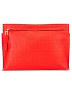 Loewe Logo Embossed T Clutch - Red