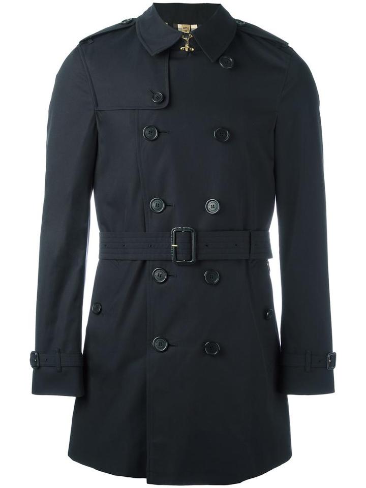 Burberry Mid Belted Trenchcoat, Men's, Size: 48, Blue, Cotton