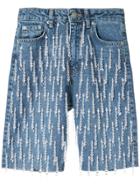 Dalood All-over Pearl-bead Jean-shorts - Blue