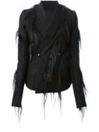 Rick Owens Goat Fur Detail Blazer, Women's, Size: 44, Black, Goat Fur/lamb Skin/cupro/virgin Wool
